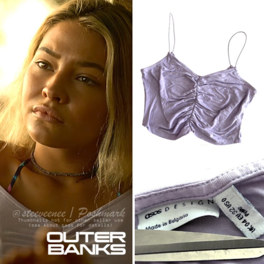 ASOS Design Petite Lilac Crop Cami with Ruched Front and Spaghetti Straps